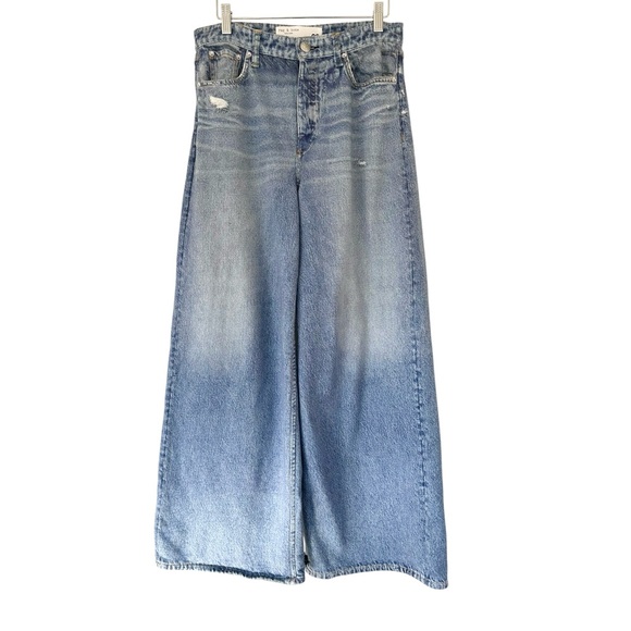 rag & bone • Miramar Andi Ankle Sweatpant Denim Light Blue Wide Leg - Picture 2 of 10